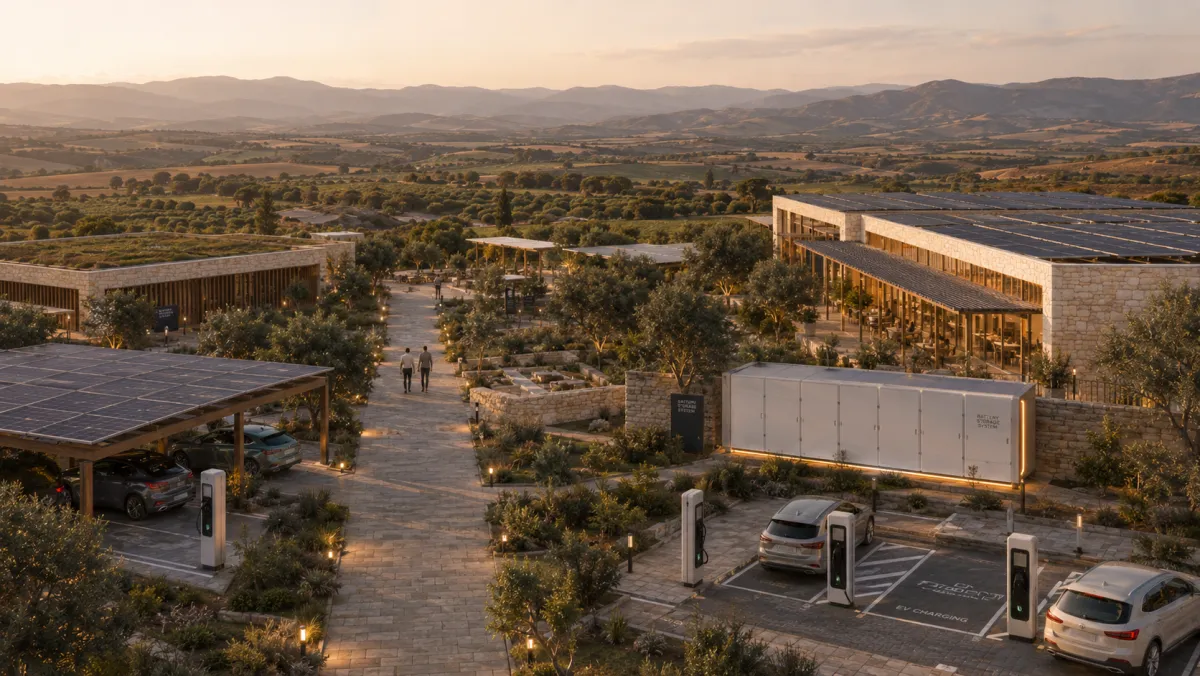 Solar-integrated infrastructure in a Mediterranean landscape